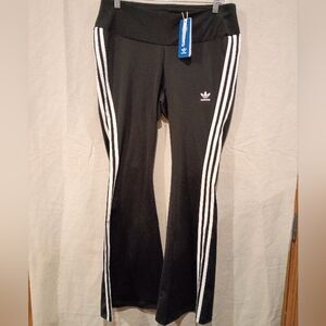 Adidas (1X But Measures XL) Black/White Stripe Flare Pants